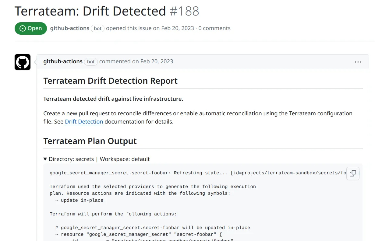 Detect and manage drift