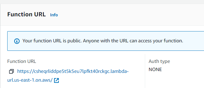 Function URL Public
