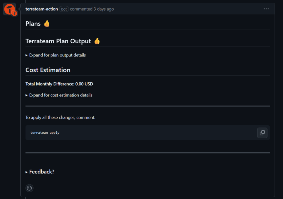 Terrateam plan output