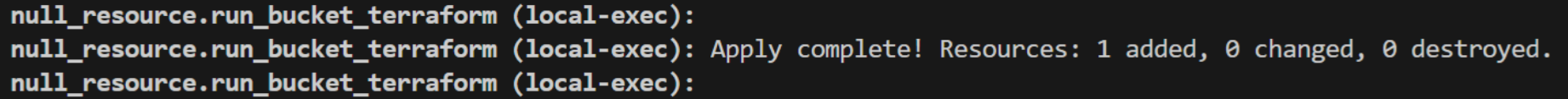 AWS console showing terrateam-bucket-example S3 bucket created successfully