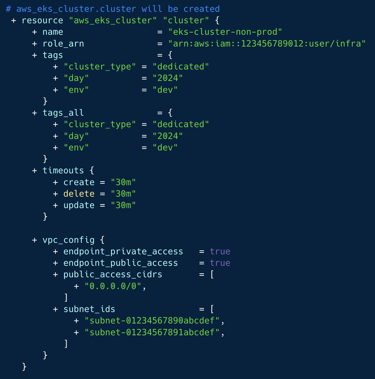 Terraform plan aws instance