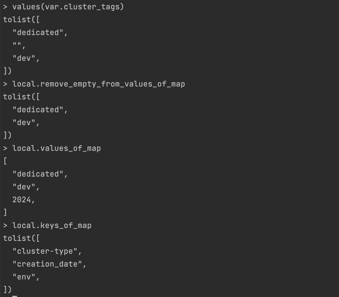 Terraform list lexicographical order