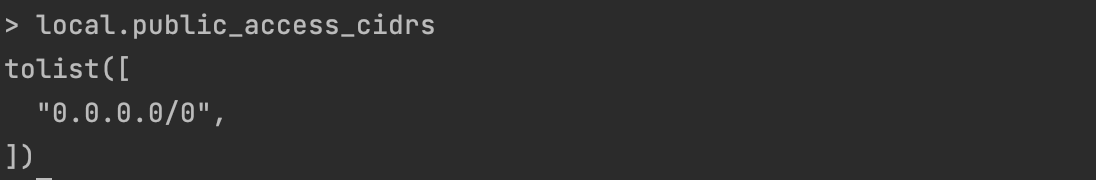 Terraform public access cidrs