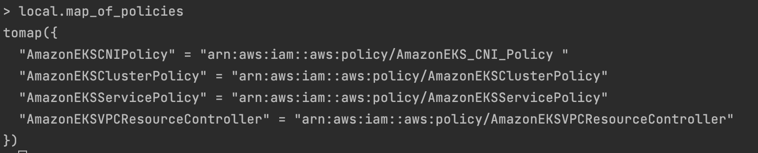 Terraform map of policies