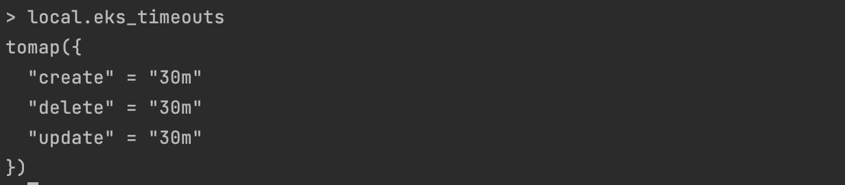 Terraform eks timeouts